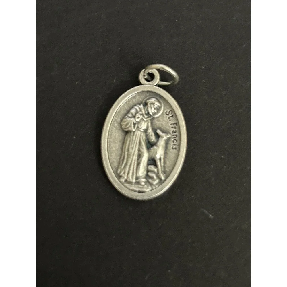 Pet Medal Silver St. Francis Bless and Protect My Pet Patron Saint Italy X 2